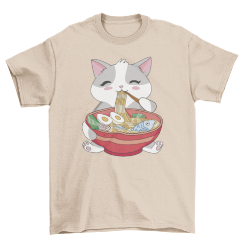 Cat animal eating ramen t-shirt